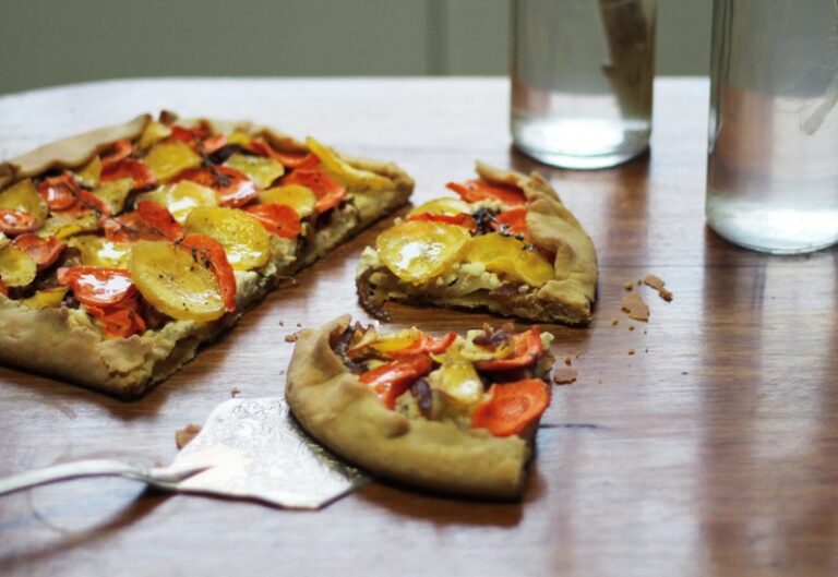 galette de queijo de cabra e legumes